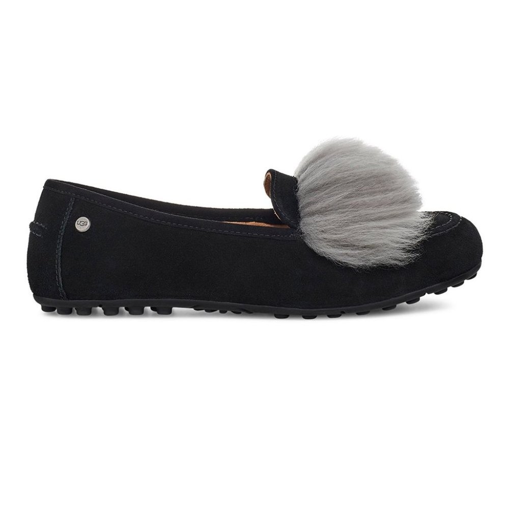 UGG Women Black & Charcoal Kaley Wisp Suede Loafer Size 6